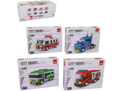 Kostky stavebnice dopravní prostředky, 8 ks v display boxu