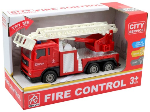 14451 - Auto hasičské cisterna na setrvačník, na baterie, se světlem a zvukem, 17 x 5 x 8 cm