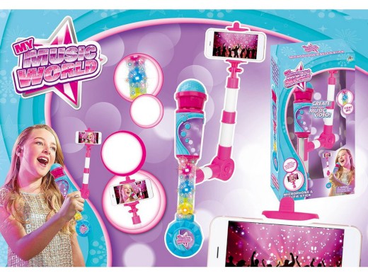 11687 - Mikrofon na baterie se selfie tyčkou s možností připojení externího audiozařízení