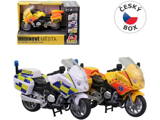 Dětská motorka ambulance a policie– světlo a zvuk