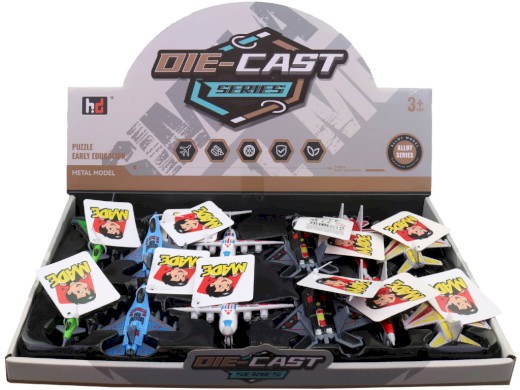 Letadlo, 12 ks v display boxu, 10 cm