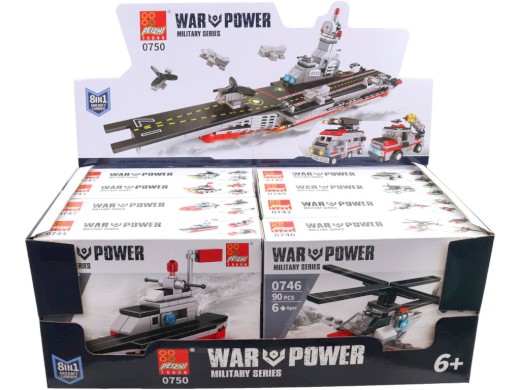 Kostky vojenská technika, 8 ks v display boxu