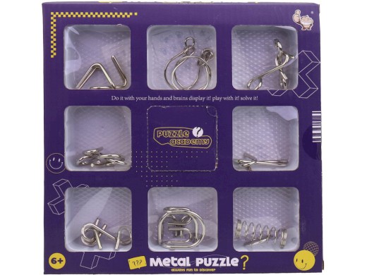 Hlavolam kovový, 8 ks