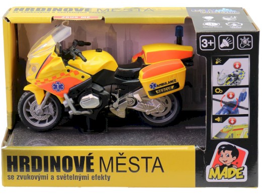 Dětská motorka ambulance a policie– světlo a zvuk