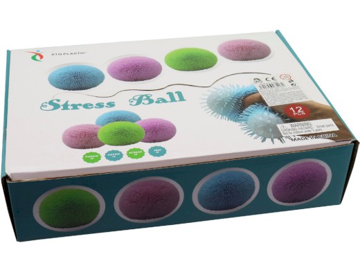 Míček stres, 12 ks v display boxu, 7 cm