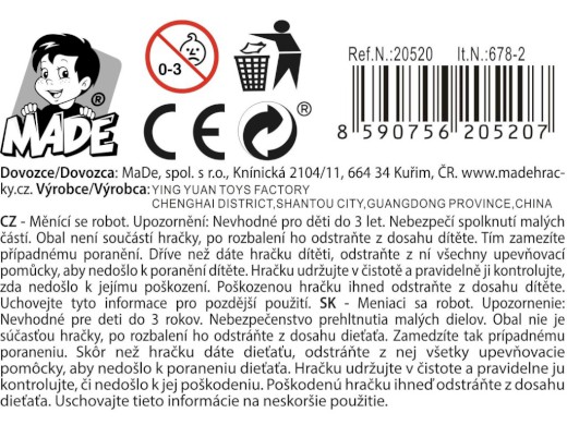 Robot, 3 druhy, 18,5 x 18 x 7 cm