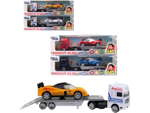 Auto přepravní se závodním autem, 18 cm