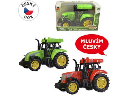 00921 - Traktor s českým hlasem, světlo zvuk, na setrvačník, 14 cm