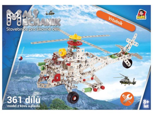 10888 - MaDe Malý mechanik - vrtulník, 361 dílků, 21 x 27 x 13 cm
