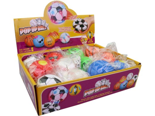 17447 - Míček blikající, 12 ks v display boxu, 8,5 cm