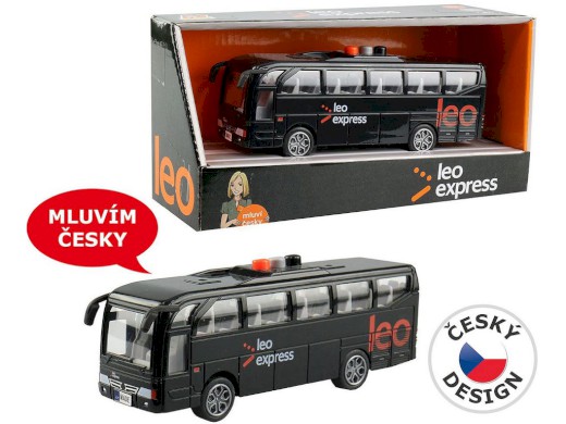 03222 - Autobus Leo express, s hlášením řidiče a posádky, 5 x 4 x 16 cm