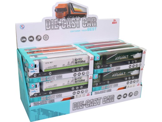 Kamion kovový, 24 ks v display boxu, 19 cm