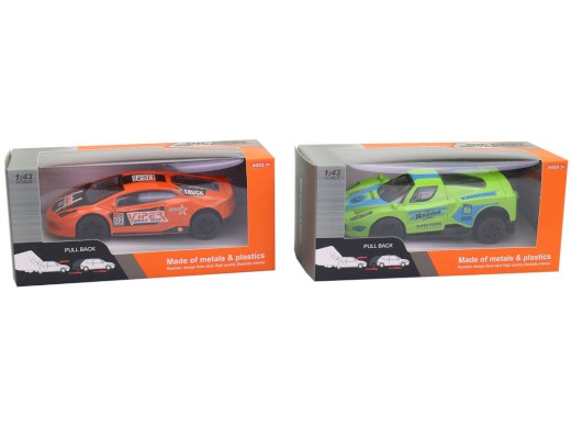 18163 - Auta kovová, zpětný chod, 10,5 x 2,8 x 4,5 cm, 24 ks v display boxu