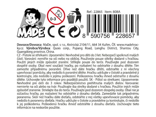 Pistole se střelkami, 16 cm