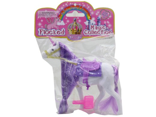 15686 - Kůň jednorožec se štětcem, uzdou, sedlem a sedlovou podložkou,  14 x 15 x 4 cm