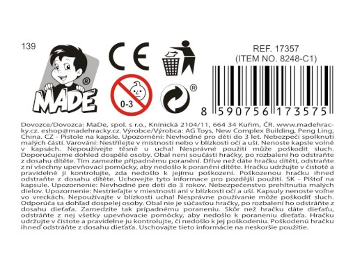 17357 - Pistole na kapsle, 13 x 15 x 2 cm