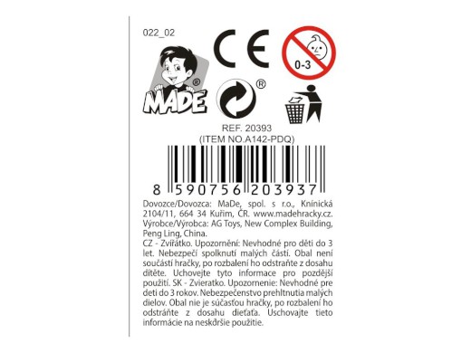 Zvířátko lenochod, 24 ks v display boxu, 9 cm