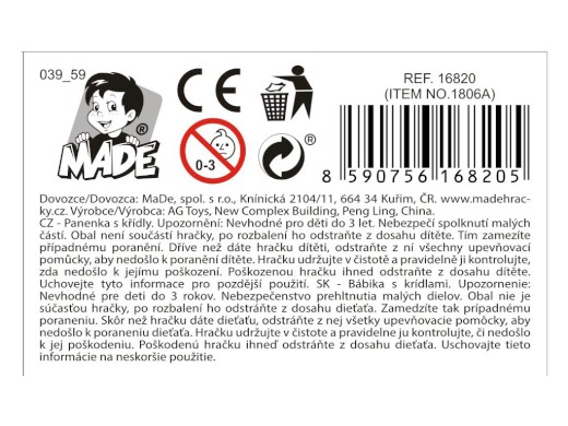 16820 - Panenka víla, 4 barvy, 15,5 cm