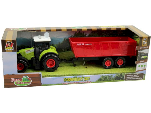 07211 - Traktor s přívěsem, se zvukem a světlem, 12,5 x 34,5 cm