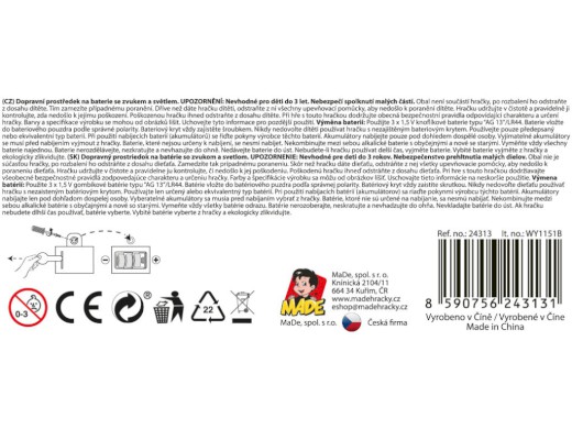 Auto policie, na baterie, světlo, zvuk