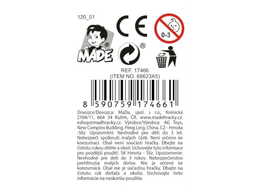 Sliz barevný se třpitkami, 6 ks v display boxu, 5,6 x 19 cm