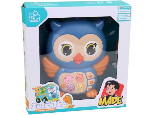 15693 - Piánko sova, se světlem, hudbou a zvukem, na baterie, 12 x 4,5 x 14 cm