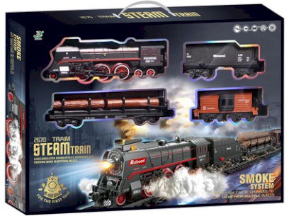 16332 - Vlaková souprava, parní, na baterie, světlo, zvuk, 48 kusů, 92,5 x 92 cm