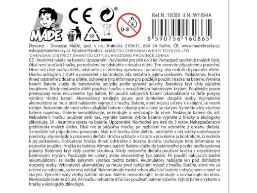 16086 - Vesmírná raketa, 29,1 x 15,8 x 15 cm
