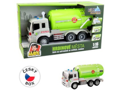 14286 - Auto cisterna na setrvačník, se světlem a zvukem, na baterie, 26,5 x 10 x 13,5 cm