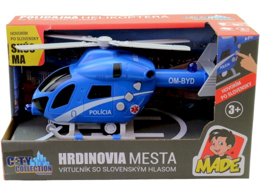 MaDe Vrtulník policejní SK na setrvačník, na baterie se světlem a zvukem, 20 cm