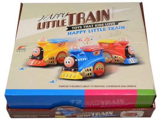 00421 - Lokomotiva na setrvačnik, na baterie se světlem a zvukem, 9 cm, 12 ks v boxu