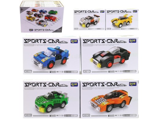 Kostky závodní auta, 16 ks v display boxu