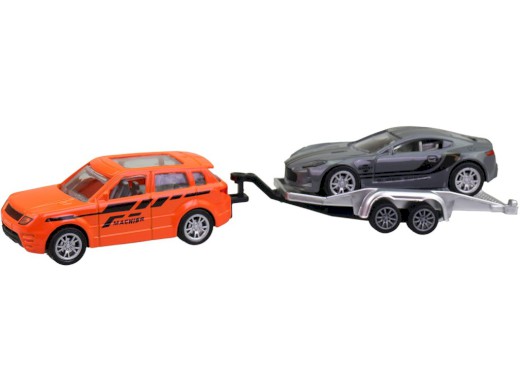 Auto s přívěsem a autem, 19 cm