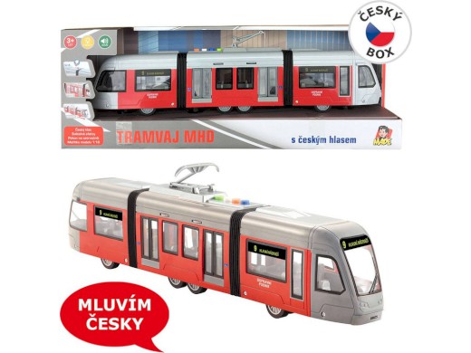 MaDe Tramvaj na setrvačník svítí a mluví česky