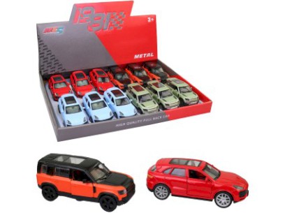 Auta 1:43, 12 kusů v display boxu, 11 x 4,5 x 4 cm