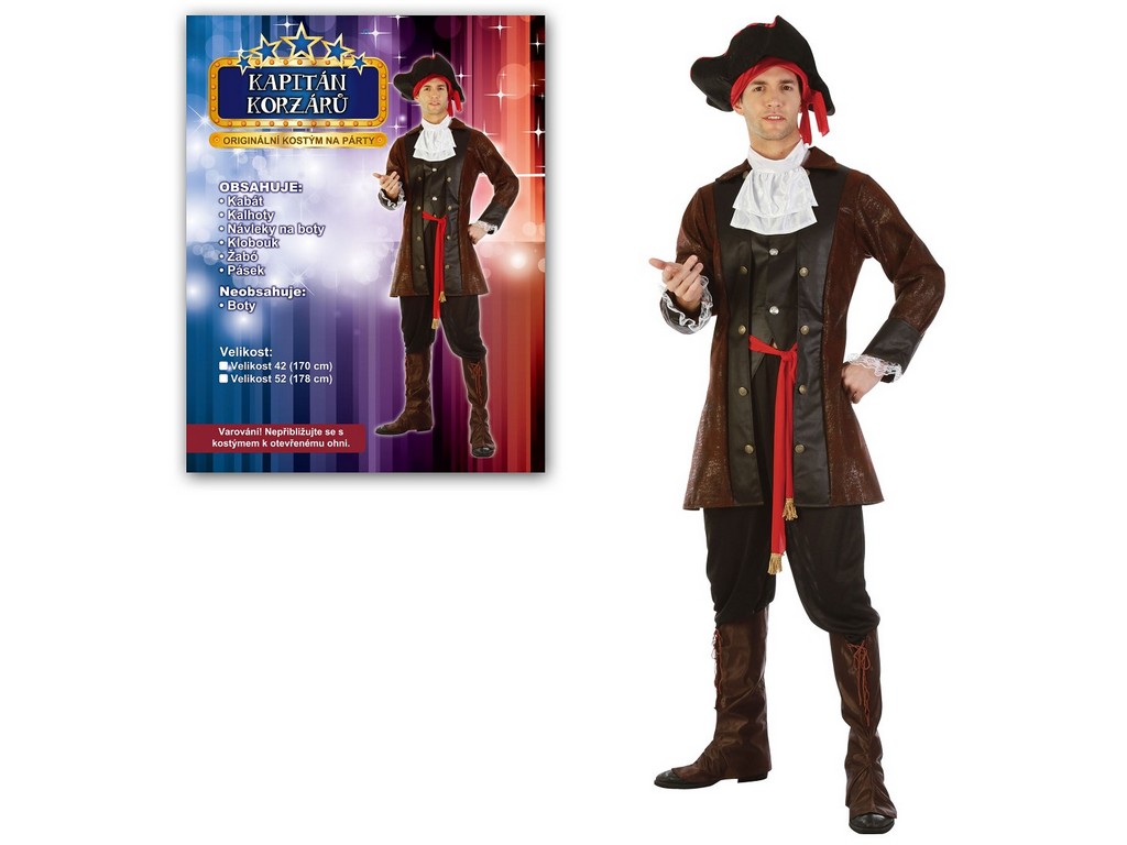 75086 - Kostým na karneval - Kapitán korzárů, pro dospělé (178 cm).