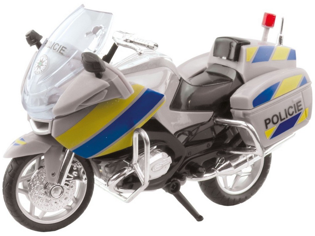 95807 - MaDe Motorka policejní kovová, 18 cm, stříbrná