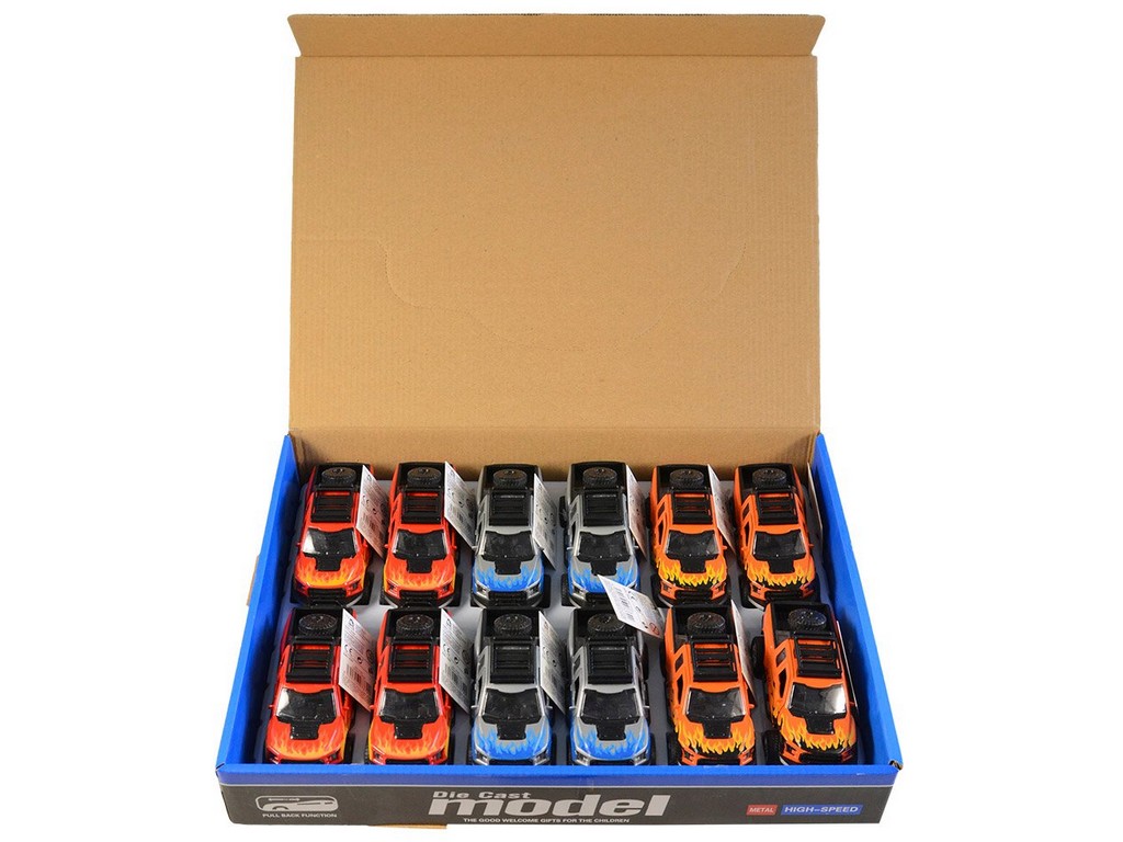 07379 - Auto kovové na zpětný chod, 12 ks v boxu, 12 cm