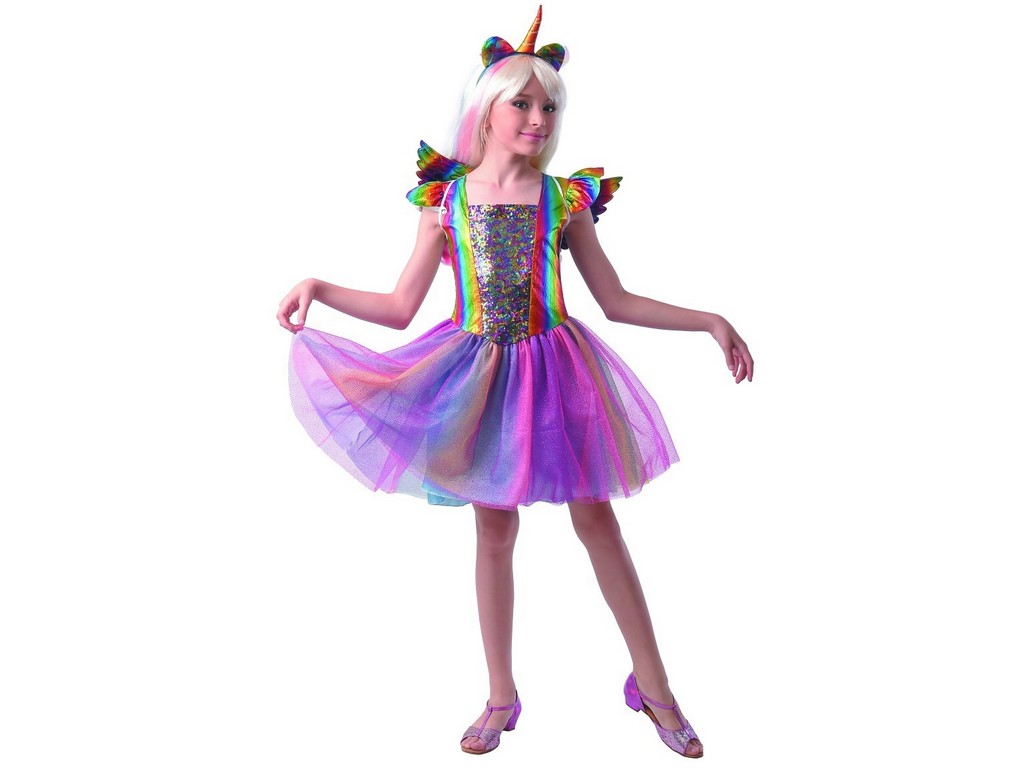 09456 - Šaty na karneval - jednorožec, 110 - 120 cm