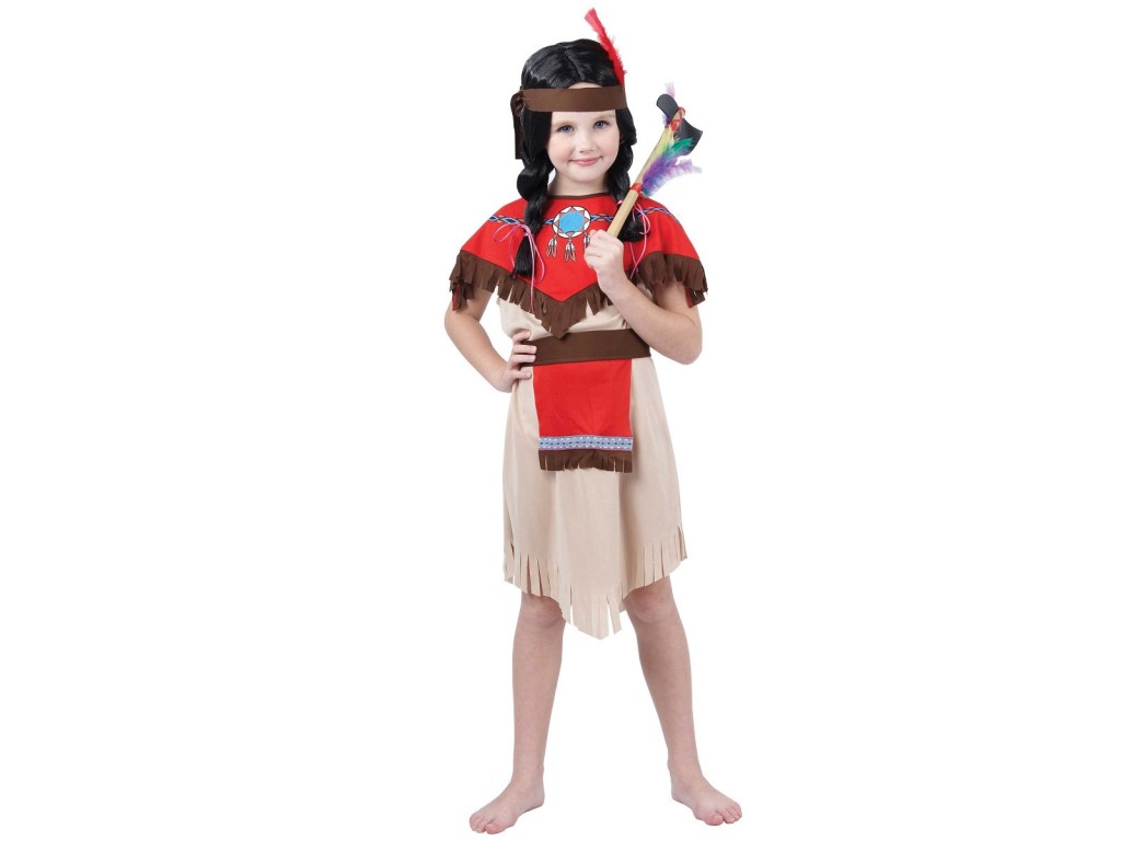 55488 - Kostým na karneval - Indiánka s čelenkou, 120-130 cm