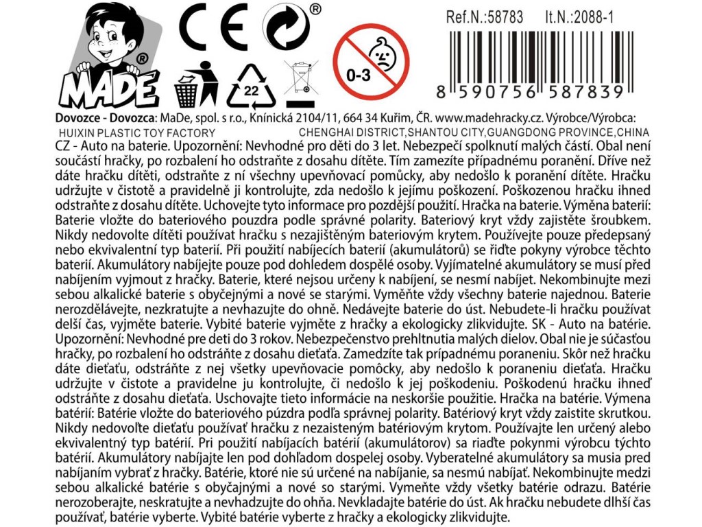 58783 - Auto policie na baterie