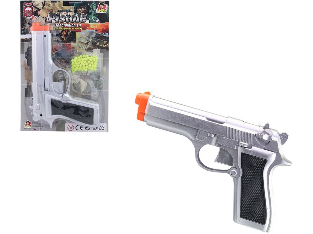 70386 - Pistole na kuličky na kartě na pružinu 21 cm