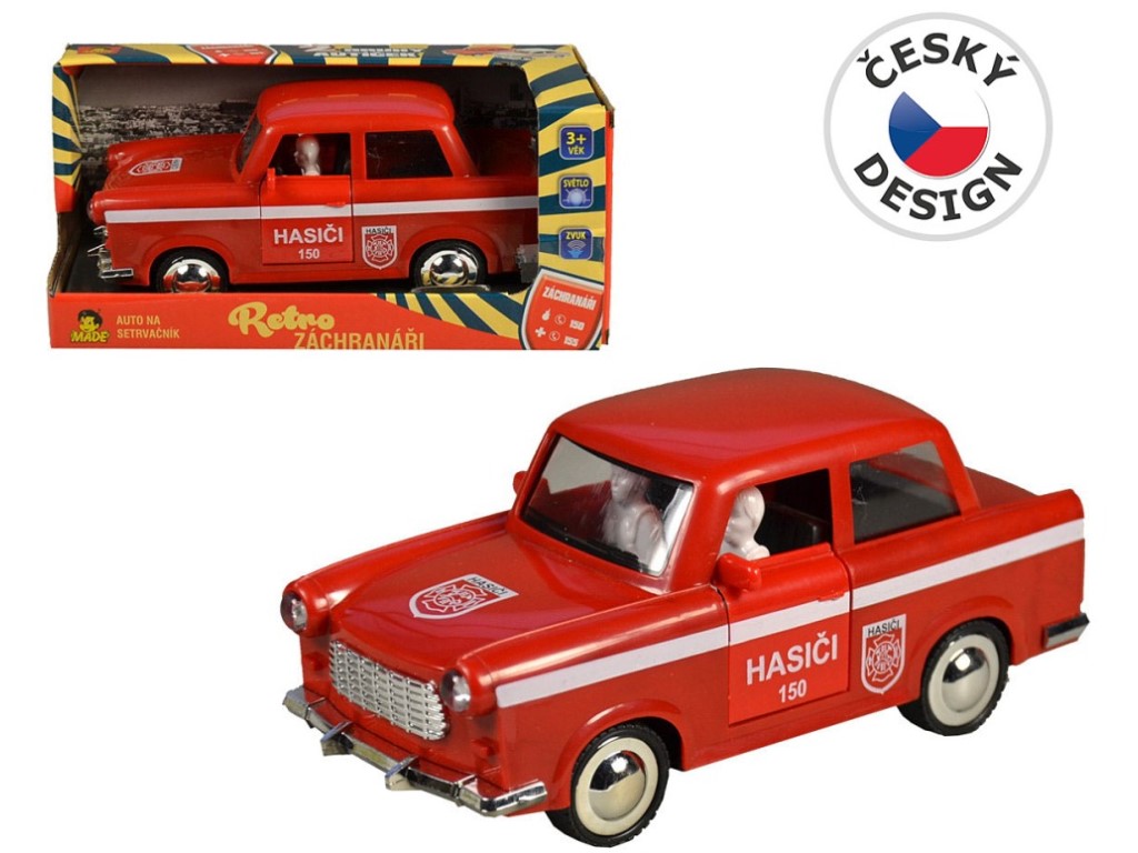 98529 - Auto retro požární na setrvačník 6 x 17 x 8 cm