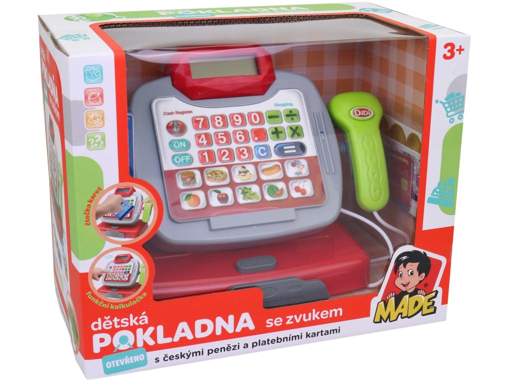 Pokladna na baterie, český design, 20 cm