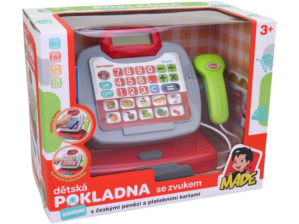 Pokladna na baterie, český design, 20 cm