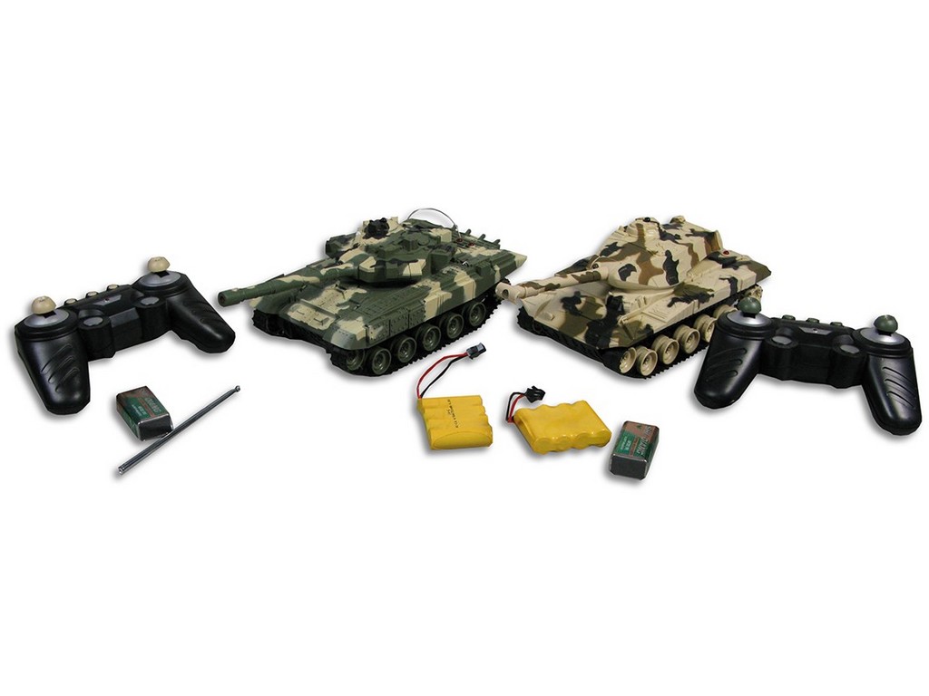 02048 - MaDe Tank 2 ks na ovládání s pojízdnými pásy 27cm, nabíjecí baterie součástí