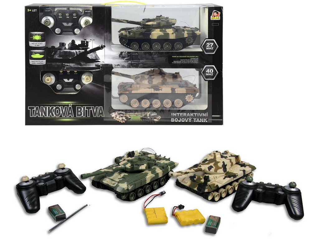 02048 - MaDe Tank 2 ks na ovládání s pojízdnými pásy 27cm, nabíjecí baterie součástí