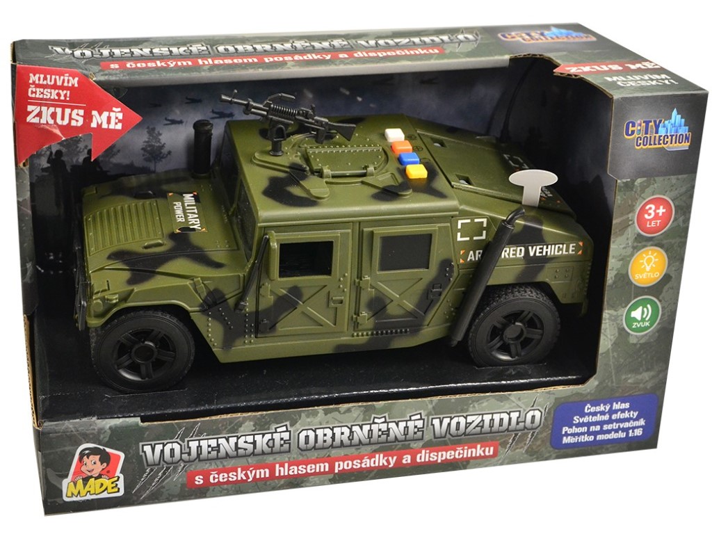 MaDe Vojenské auto se světlem a českým hlasem 24cm