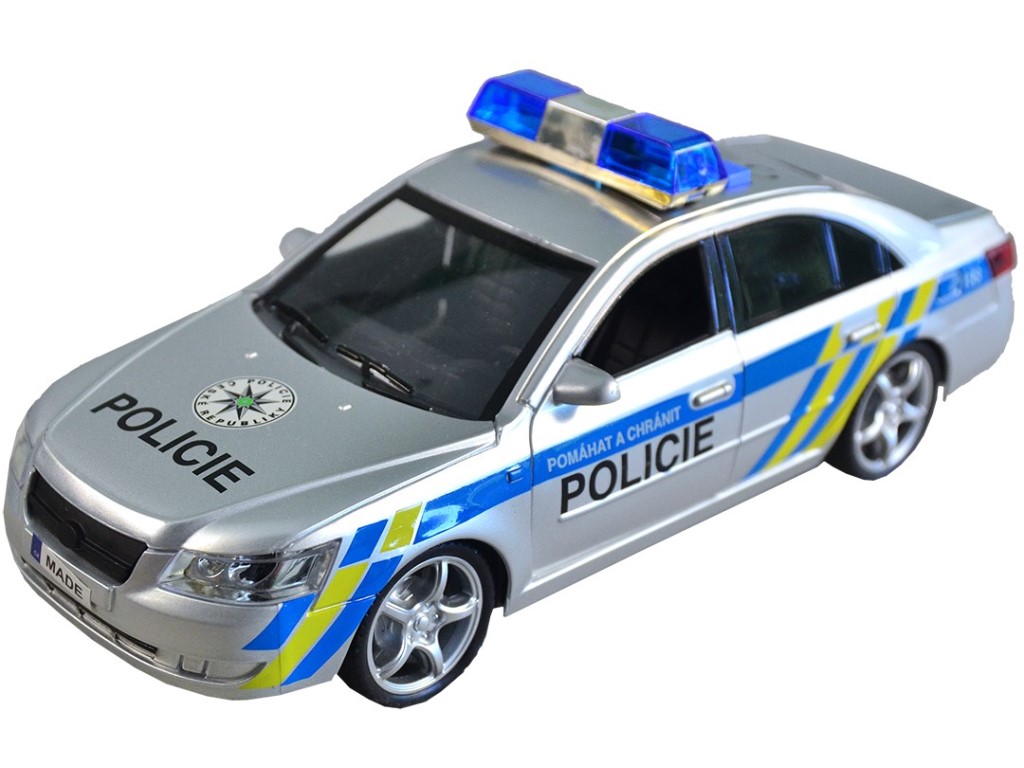 Auto policejní s českým hlasem, na setrvačník, 24 cm