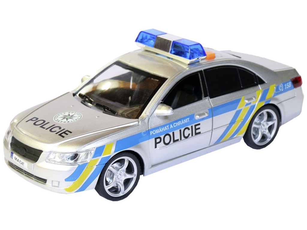 Auto policejní s českým hlasem, na setrvačník, 24 cm